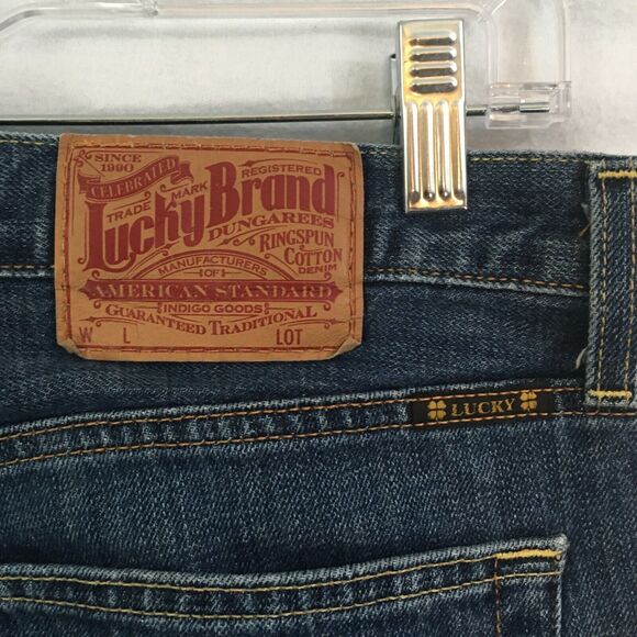 Lucky Brand Mens Blue Denim Relaxed Straight Leg Jeans, 2012 34 Short - Picture 7 of 11